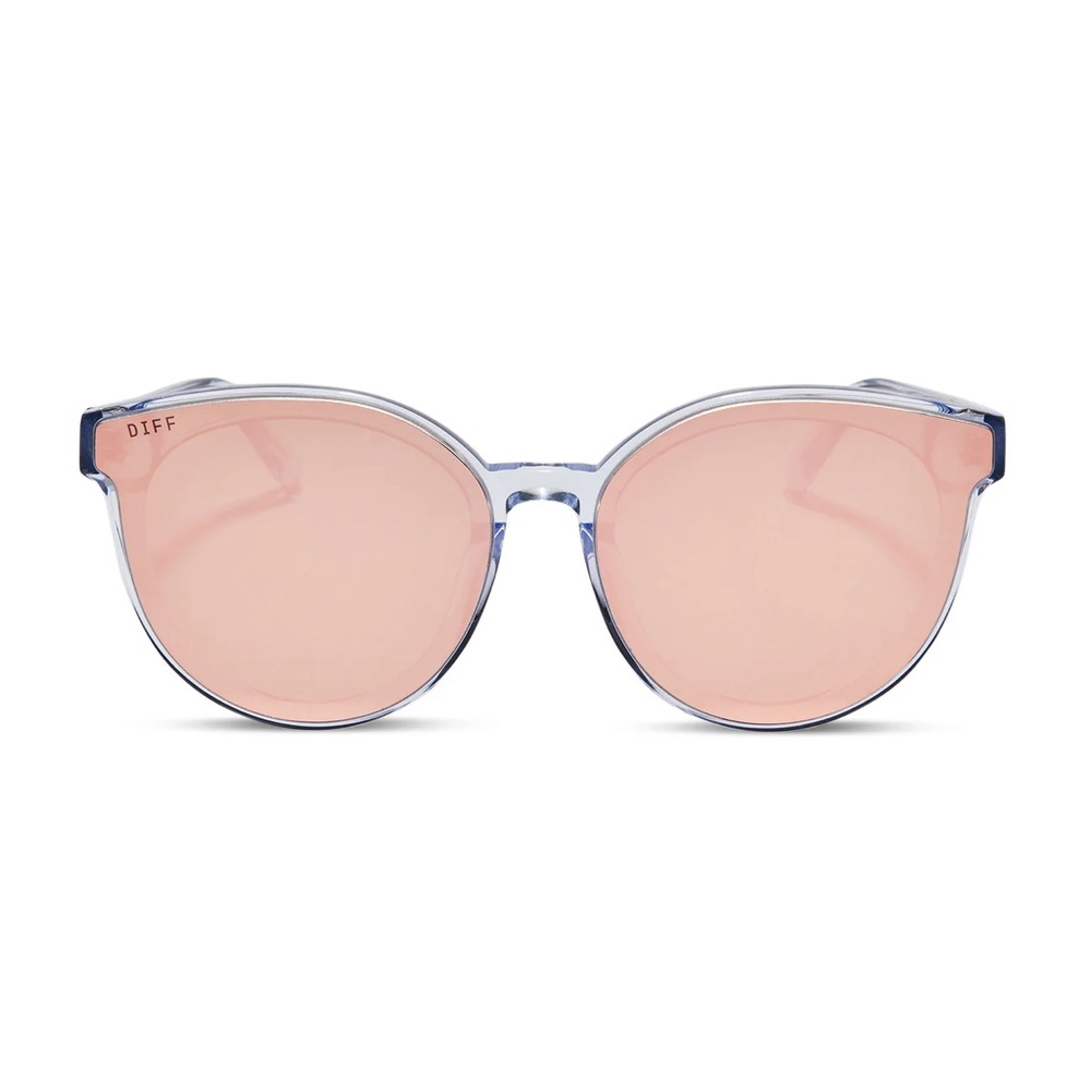 DIFF Gemma Clear Crystal Peach Mirror Sunglasses